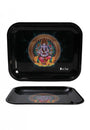 Black Leaf Rolling Tray 340x275x27mm aus stabilem Metall, Ganesha Design