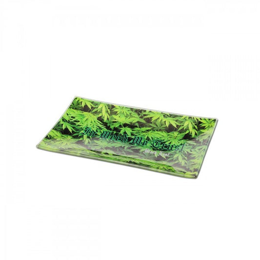 Black Leaf Rolling Tray Black Leaf Size M aus Glas