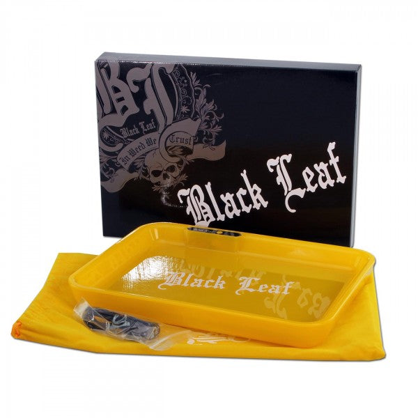 Black Leaf Rolling Tray mit LED-Beleuchtung, Mixtablett in gelb