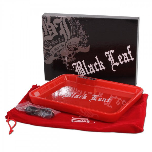 Black Leaf Rolling Tray mit LED-Beleuchtung, Mixtablett in rot
