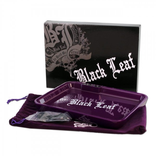 Black Leaf Rolling Tray mit LED-Beleuchtung, Mixtablett in lila