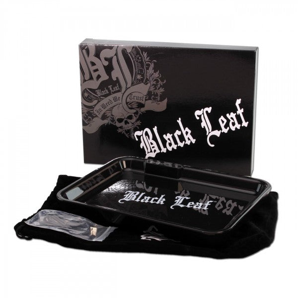 Black Leaf Rolling Tray mit LED-Beleuchtung, Mixtablett in schwarz