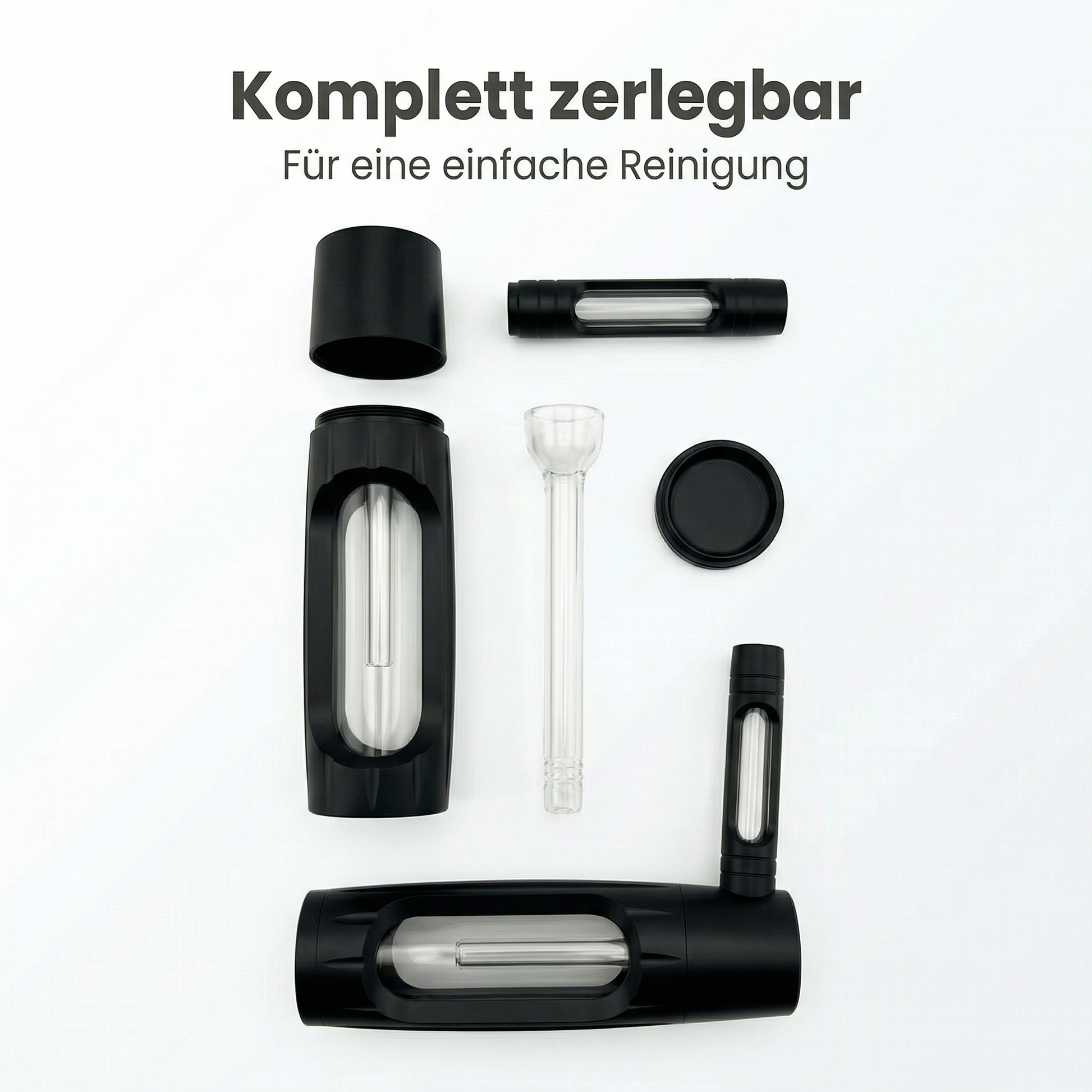 PuffX VapoBong tragbare Bong Aluminium & Glas – Kompakte Wasserpfeife