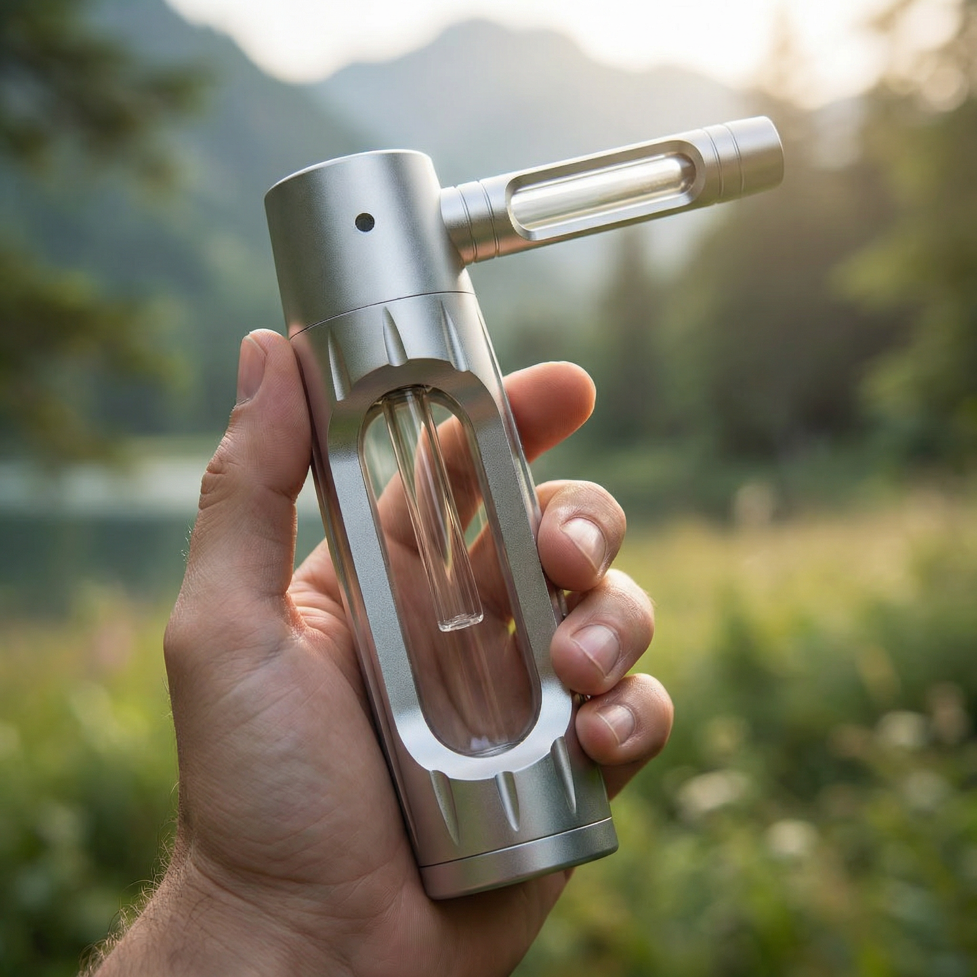 PuffX VapoBong tragbare Bong Aluminium & Glas – Kompakte Wasserpfeife