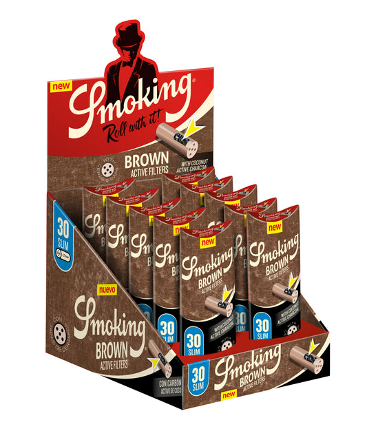 Smoking Activ Slim Filter - Brown - Aktivkohlefilter 30er Pack 6mm