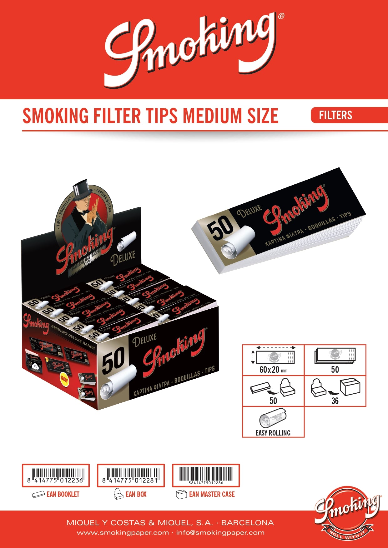 Smoking King Size Deluxe Tips - Black 50er Box