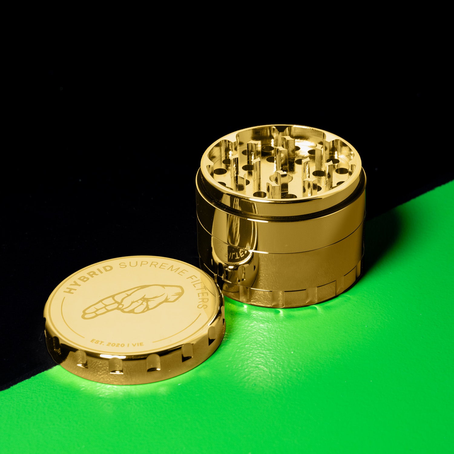 Hybrid  - Premium Edelstahl-Grinder 4-tlg. - Gold - Ø 63mm