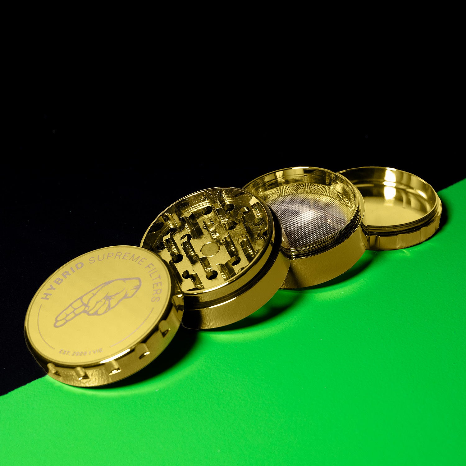 Hybrid  - Premium Edelstahl-Grinder 4-tlg. - Gold - Ø 63mm