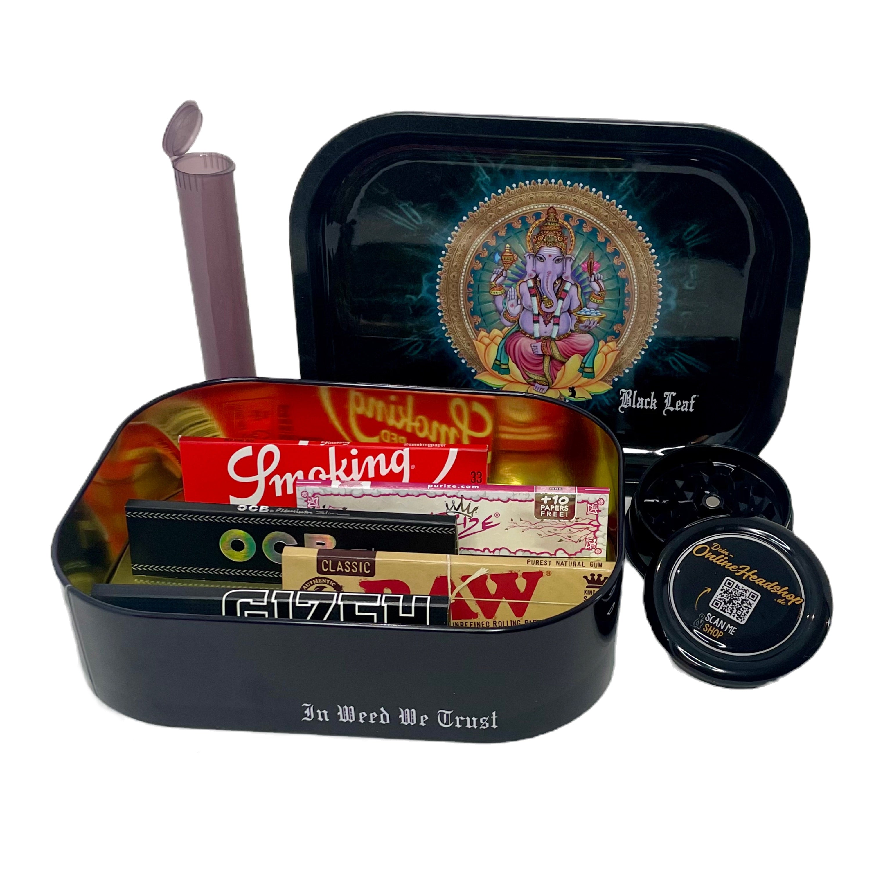 Black Leaf - Rolling Tray - viele Designs - inklusive Unterteil & Zubehör - dein-Onlineheadshop.de