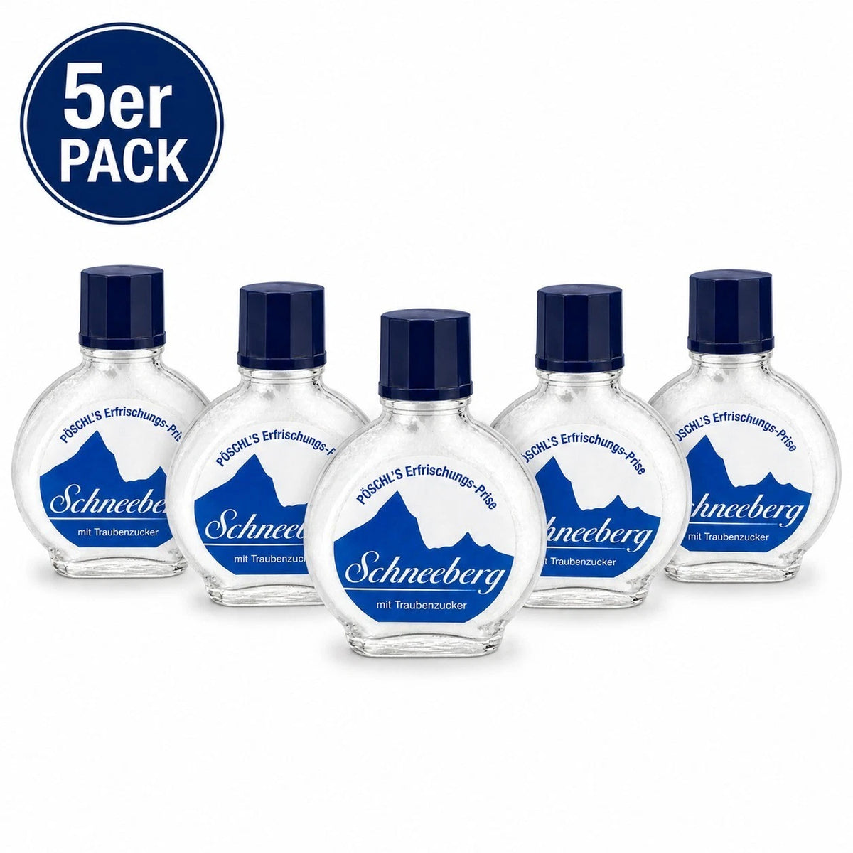 Pöschl Schneeberg Schnupfpulver ohne Tabak mit Traubenzucker, 5 x 10 g Flasche