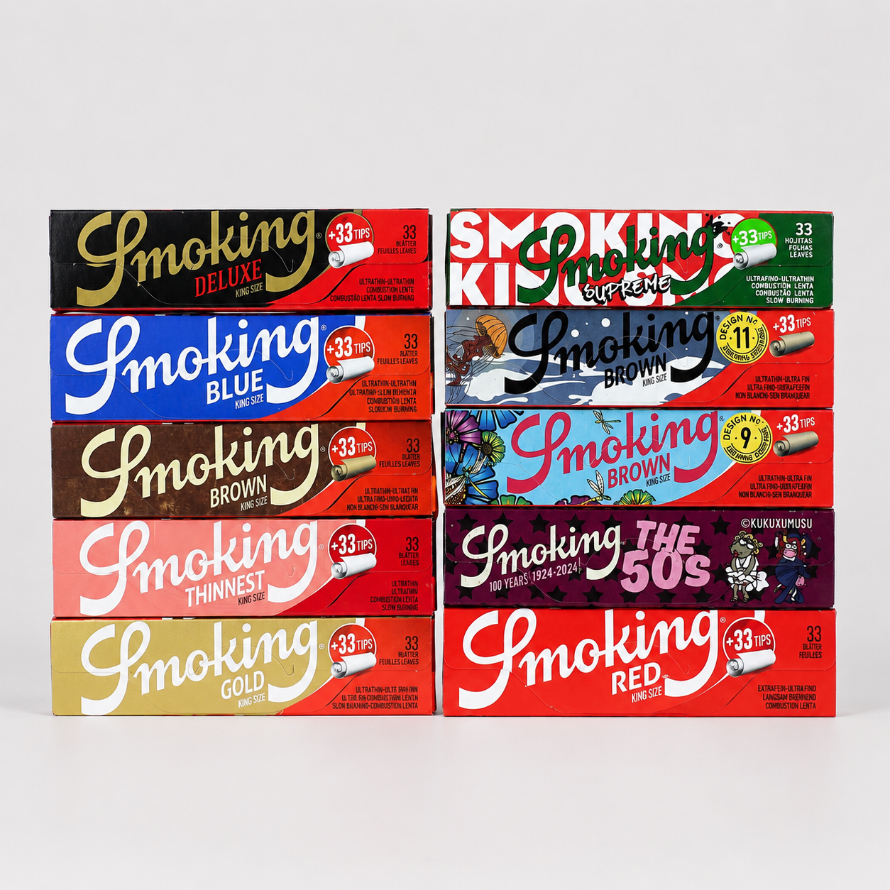 Smoking Longpapers + Tips - Test Paket - 10x verschiedene Packung von SmoKing