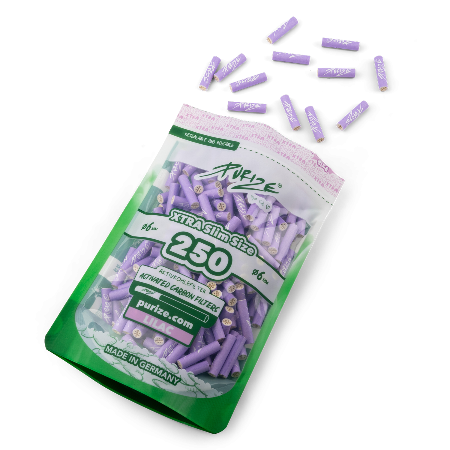 PURIZE 250x Aktivkohlefilter Xtra - Ø 5,9mm
