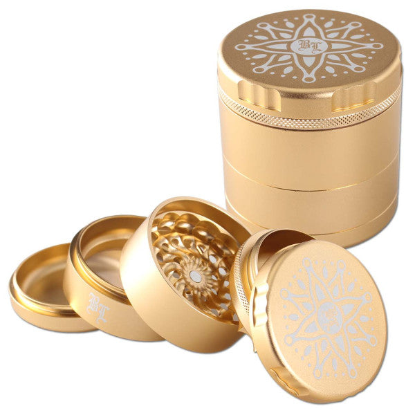 Black Leaf - CNC Flower 5 tlg. Aluminium-Grinder - Ø62mm - dein-Onlineheadshop.de