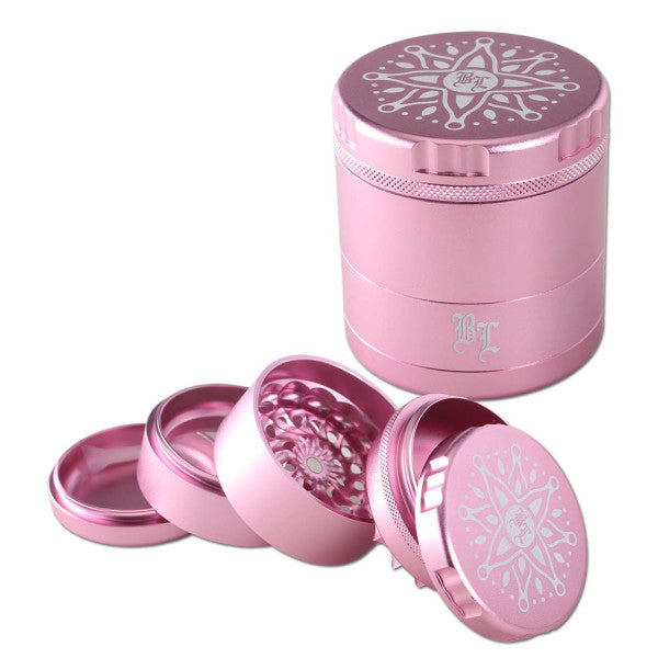 Black Leaf - CNC Flower 5 tlg. Aluminium-Grinder - Ø62mm - dein-Onlineheadshop.de