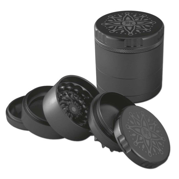 Black Leaf - CNC Flower 5 tlg. Aluminium-Grinder - Ø62mm - dein-Onlineheadshop.de