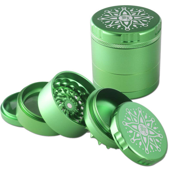 Black Leaf - CNC Flower 5 tlg. Aluminium-Grinder - Ø62mm - dein-Onlineheadshop.de