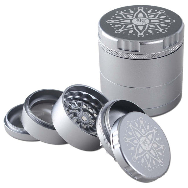 Black Leaf - CNC Flower 5 tlg. Aluminium-Grinder - Ø62mm - dein-Onlineheadshop.de