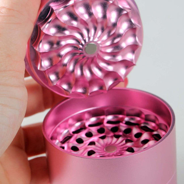 Black Leaf - CNC Flower 5 tlg. Aluminium-Grinder - Ø62mm - dein-Onlineheadshop.de