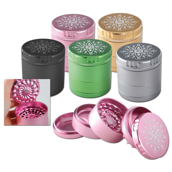 Black Leaf - CNC Flower 5 tlg. Aluminium-Grinder - Ø62mm - dein-Onlineheadshop.de