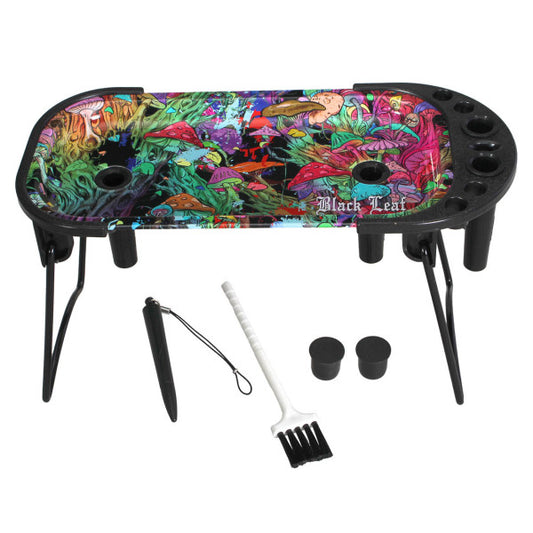 Black Leaf Rolling Console Tray - Cone Filler