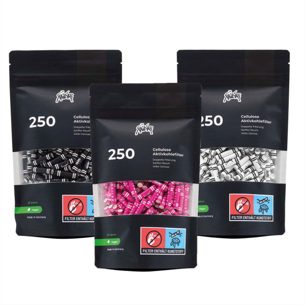 250x Kailar Activkohlefilter auf Cellulosebass - Ø 5,9mm