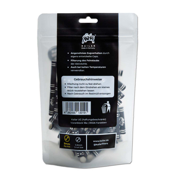 100x Kailar Activkohlefilter auf Cellulosebasis - Ø 9mm