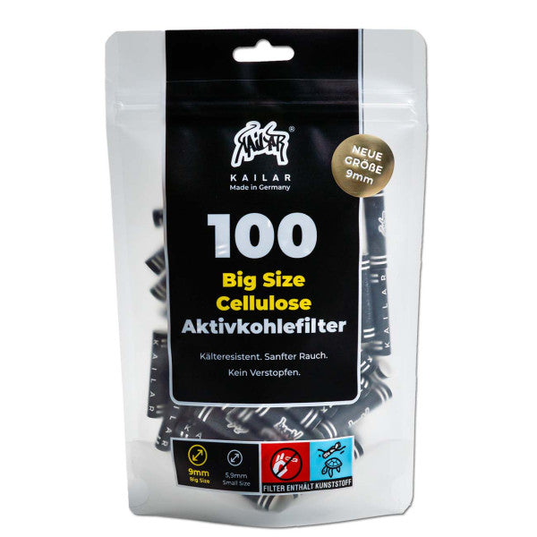 100x Kailar Activkohlefilter auf Cellulosebasis - Ø 9mm