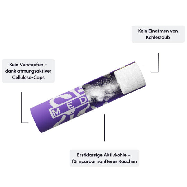 100x Medusafilters - Aktivkohlefilter Kokusnusskohle + Zellulose - Ø 6mm