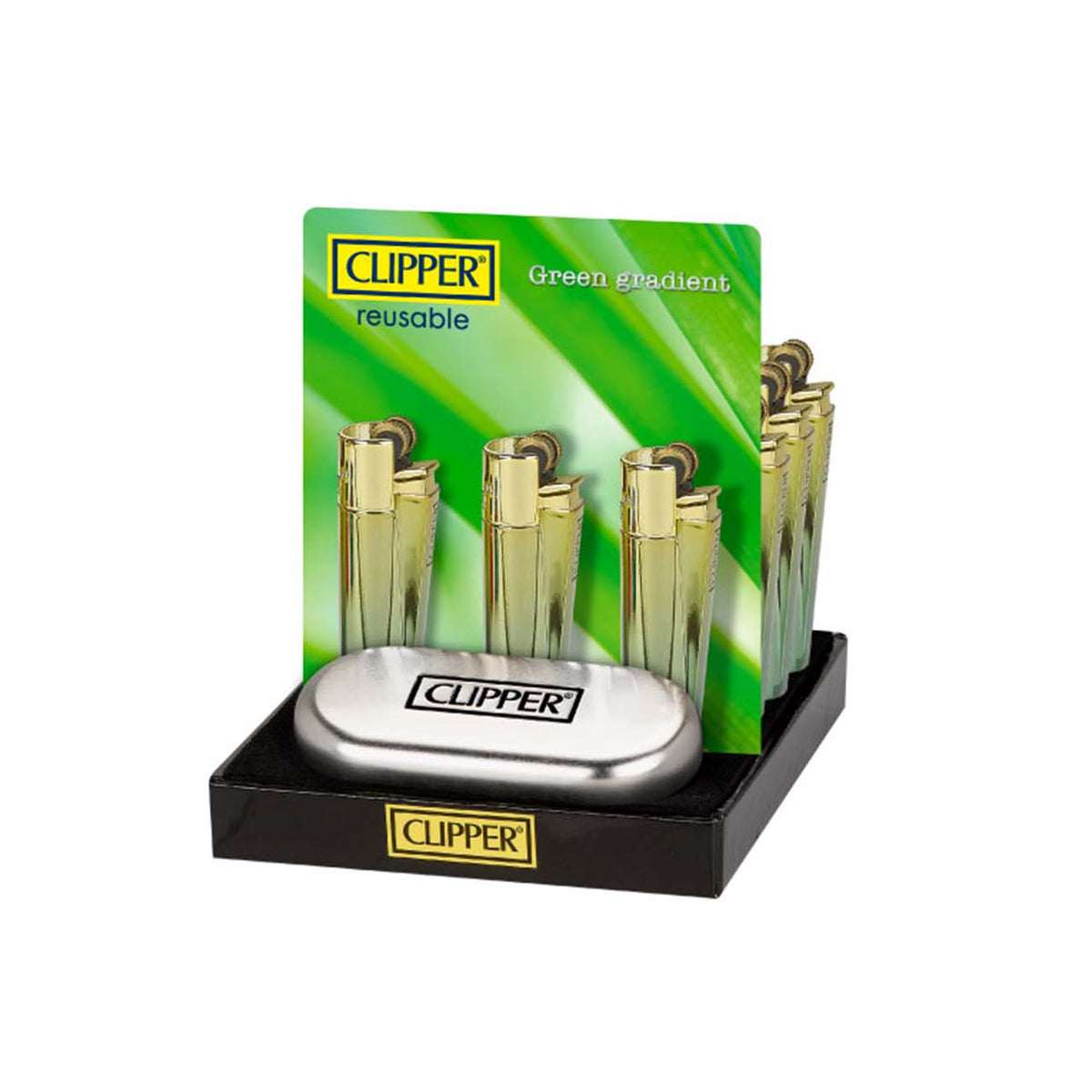 Clipper Feuerzeug - Metallversion - "Green Gradient" - dein-Onlineheadshop.de