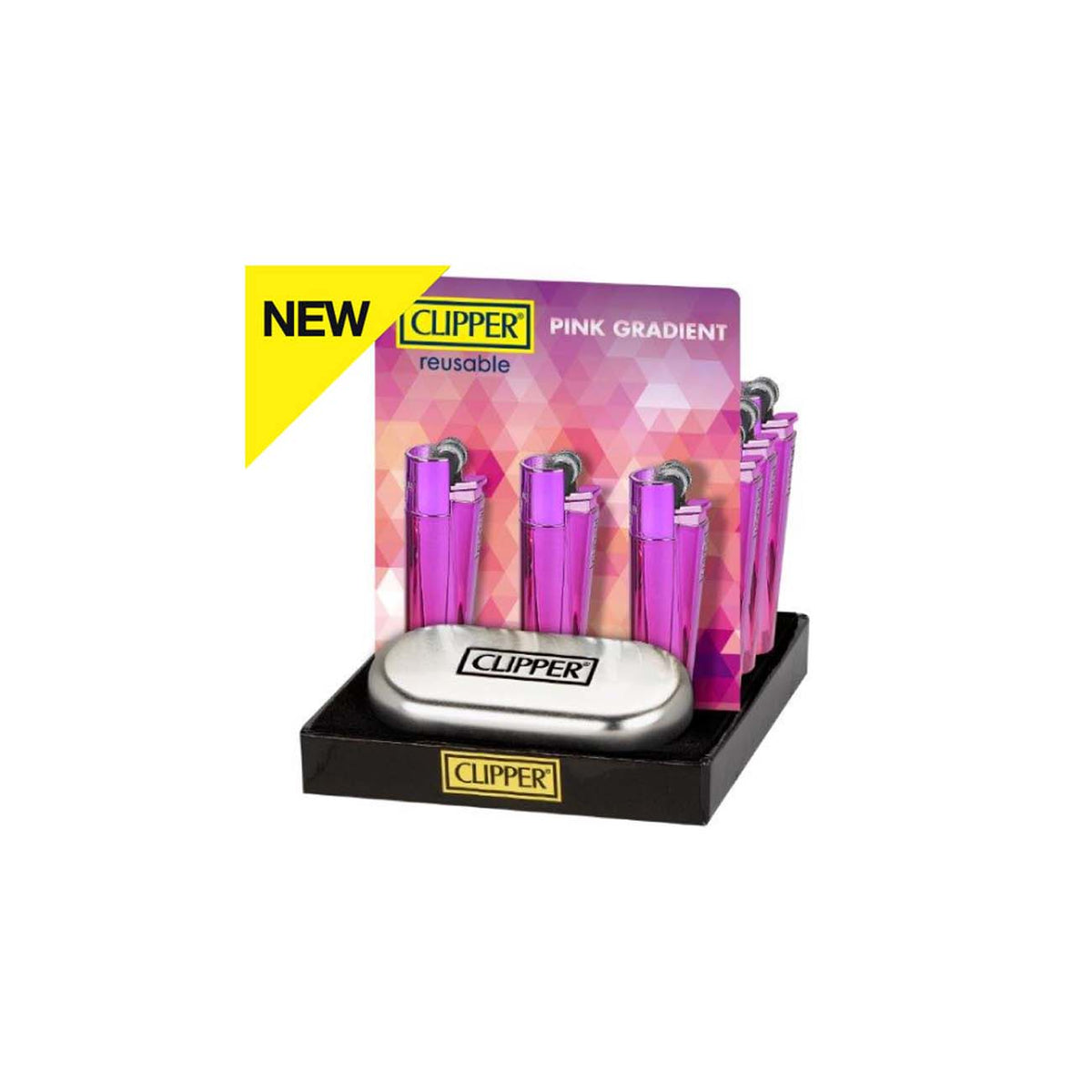 Clipper Feuerzeug - Metallversion - "Pink" - dein-Onlineheadshop.de