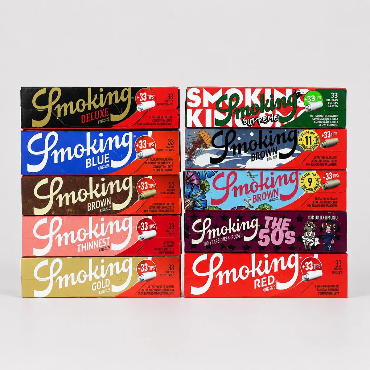 Smoking Longpapers + Tips - Test Paket - 10x verschiedene Packung von SmoKing - dein-Onlineheadshop.de