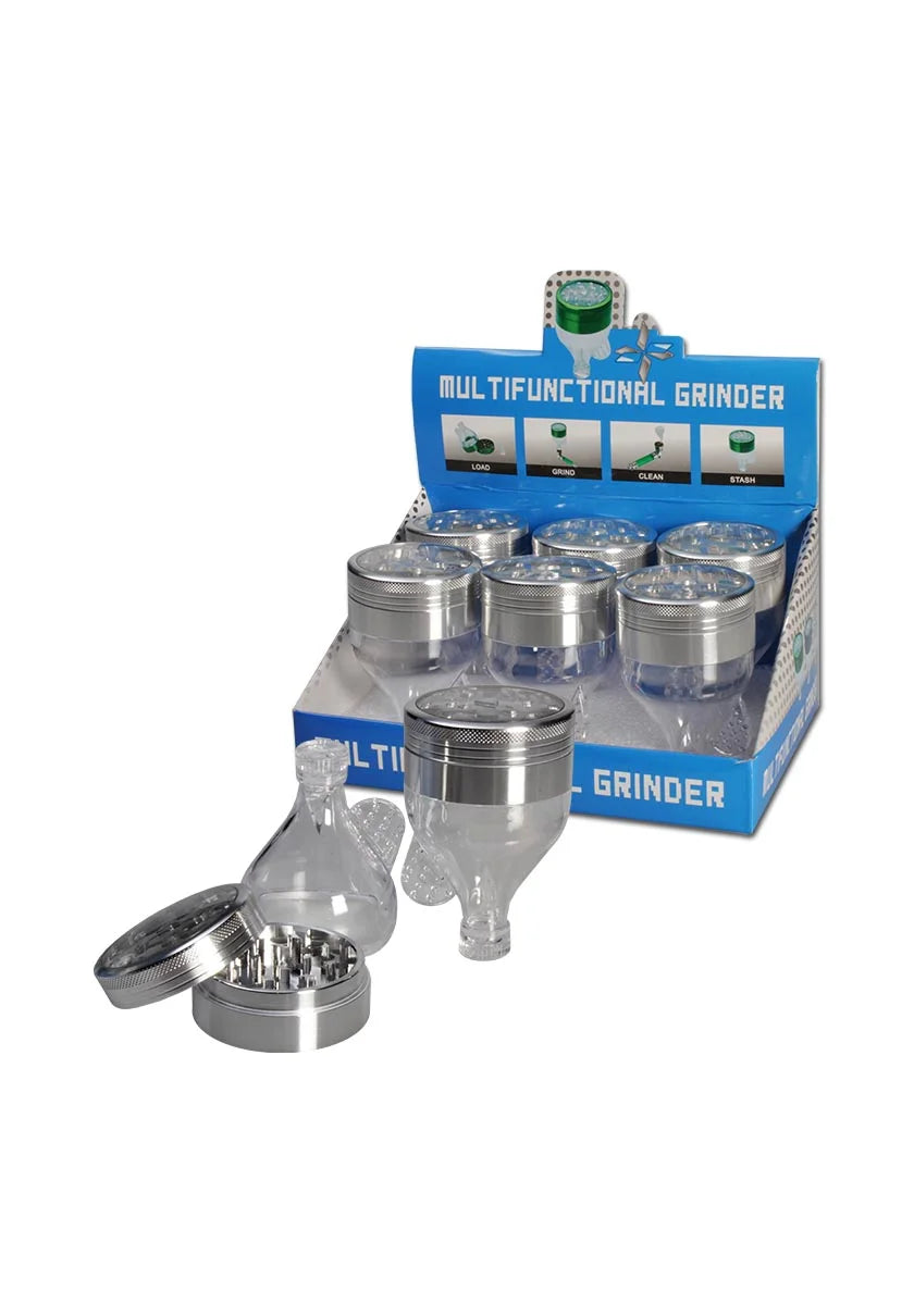 Black Leaf Multifunktionaler Grinder - mit Trichter - silber Ø 56mm - dein-Onlineheadshop.de