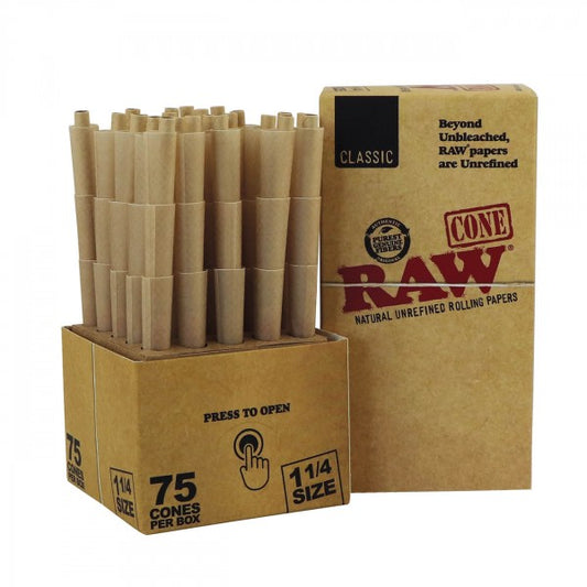 Raw Classic 75x ungebleichte Cones in 1 1/4 Size 