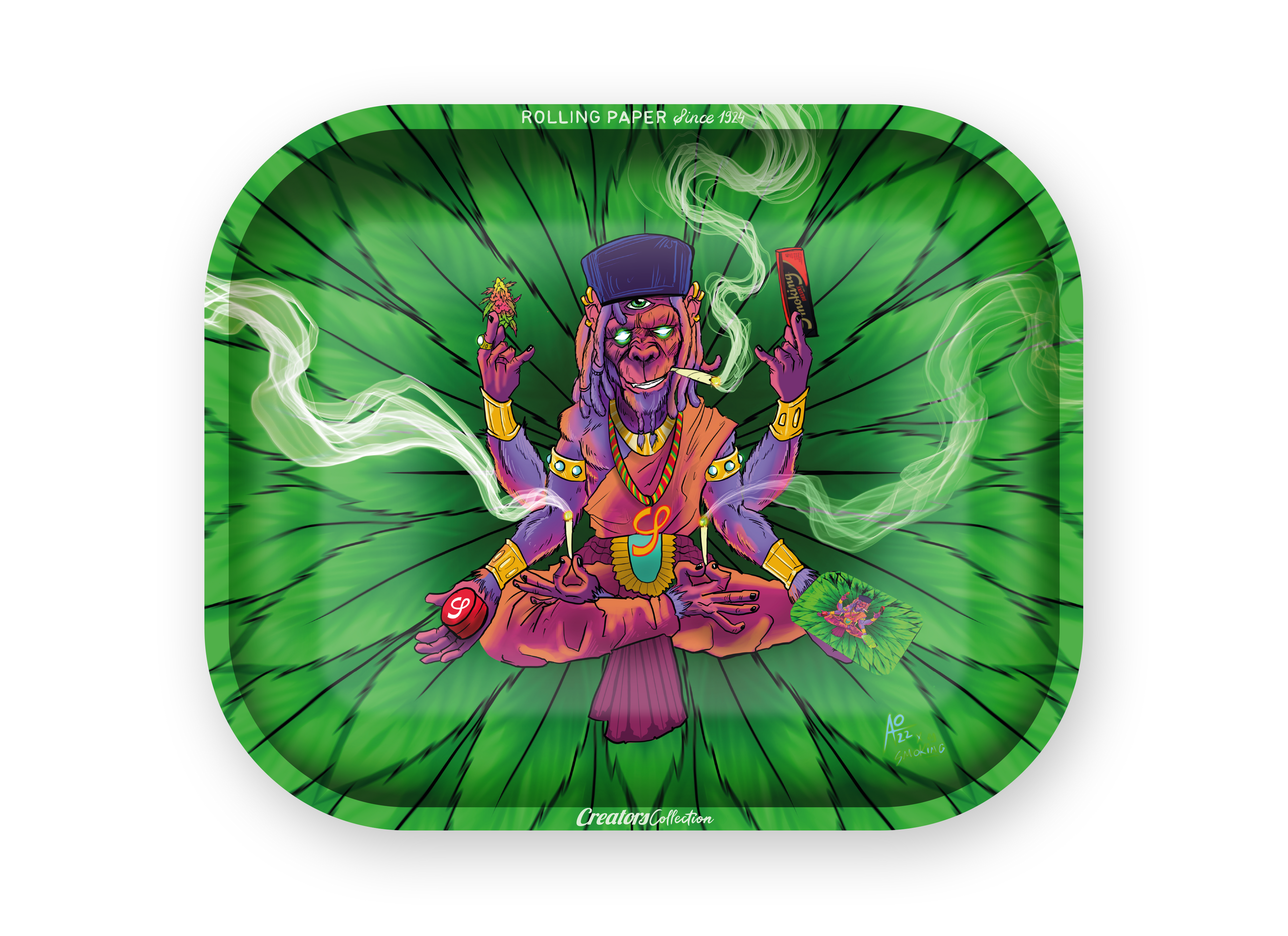 Smoking Rolling Tray XL 340x275x28mm Metall - viele Designs