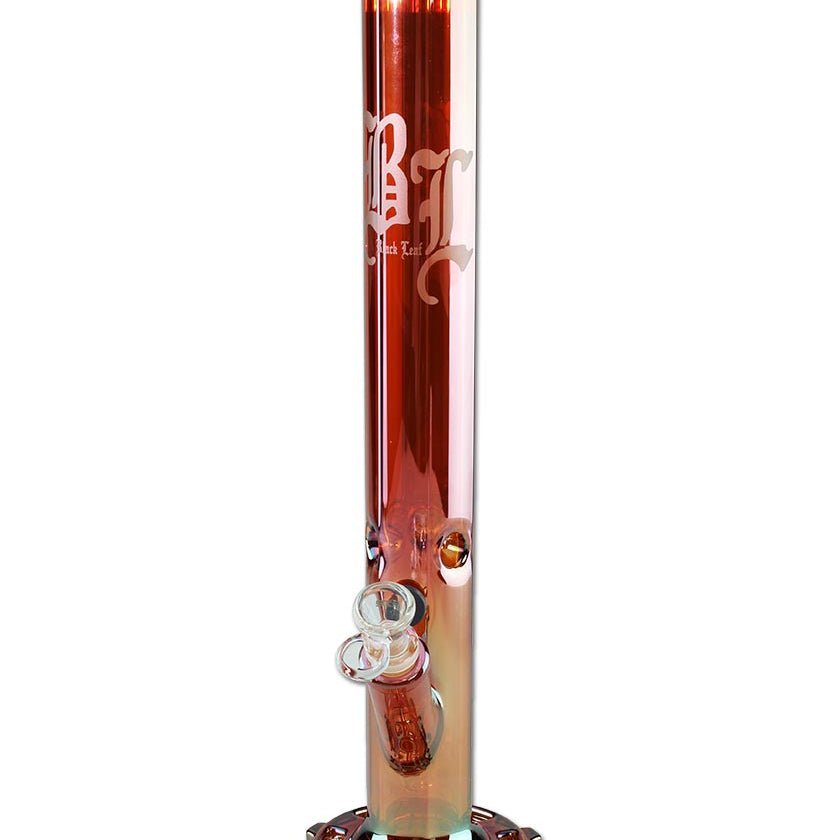 Black Leaf, Gear-Bong, Regenbogeneffekt in Rot, Höhe 45,5cm, Patentierter Zahnrad Fuß für mehr Stabilität