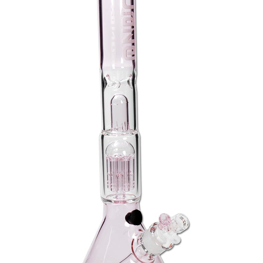 BLAZE GLASS Kolbenbong - Eisbong - Höhe 41cm - In Klar / Rosa