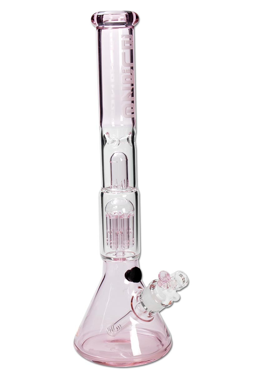 BLAZE GLASS Kolbenbong - Eisbong - Höhe 41cm - In Klar / Rosa
