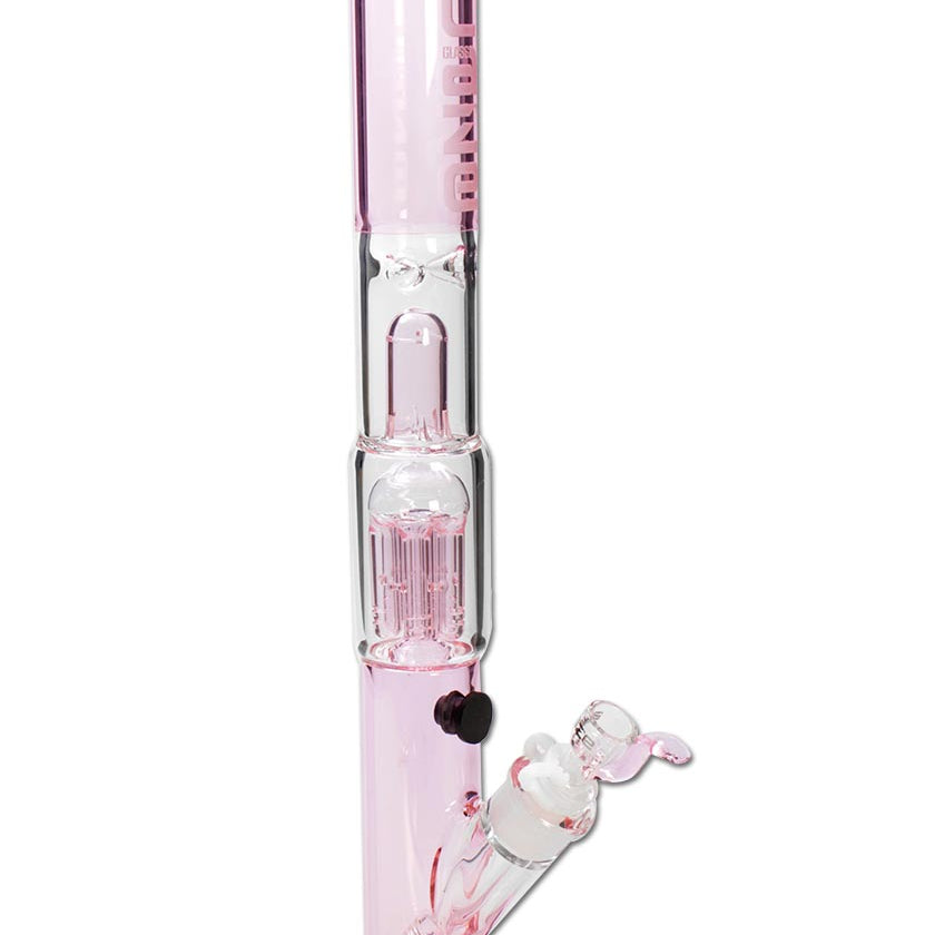 Blaze Glass Zylinderbong, 43cm hohe Glasbong mit Baumperkolator - in Pink