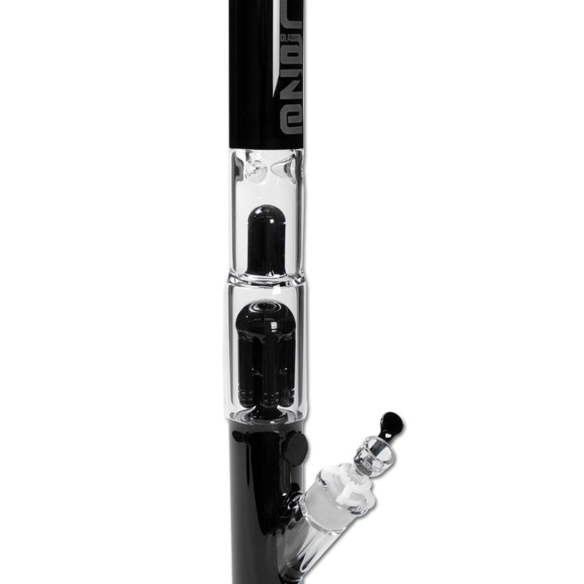 Blaze Glass Zylinderbong, 43cm hohe Glasbong mit Baumperkolator - in Schwarz