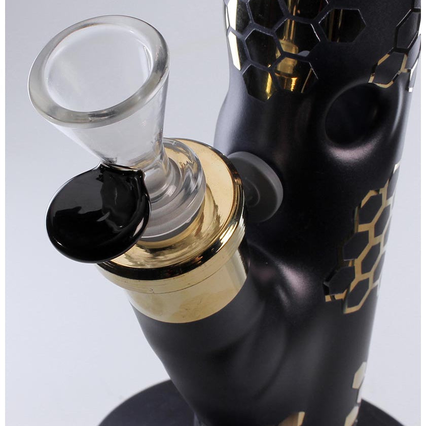 Blaze Zylinder- /  Eisbong schwarz-gold metallic matt - Höhe 450mm - dein-Onlineheadshop.de