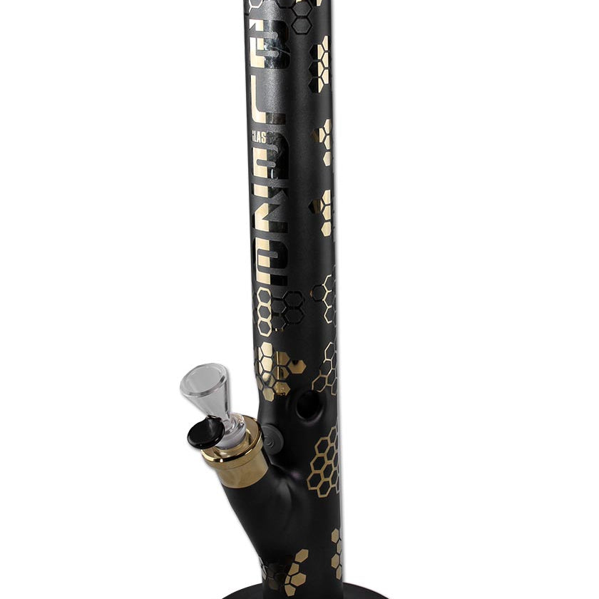 Blaze Zylinder- /  Eisbong schwarz-gold metallic matt - Höhe 450mm - dein-Onlineheadshop.de