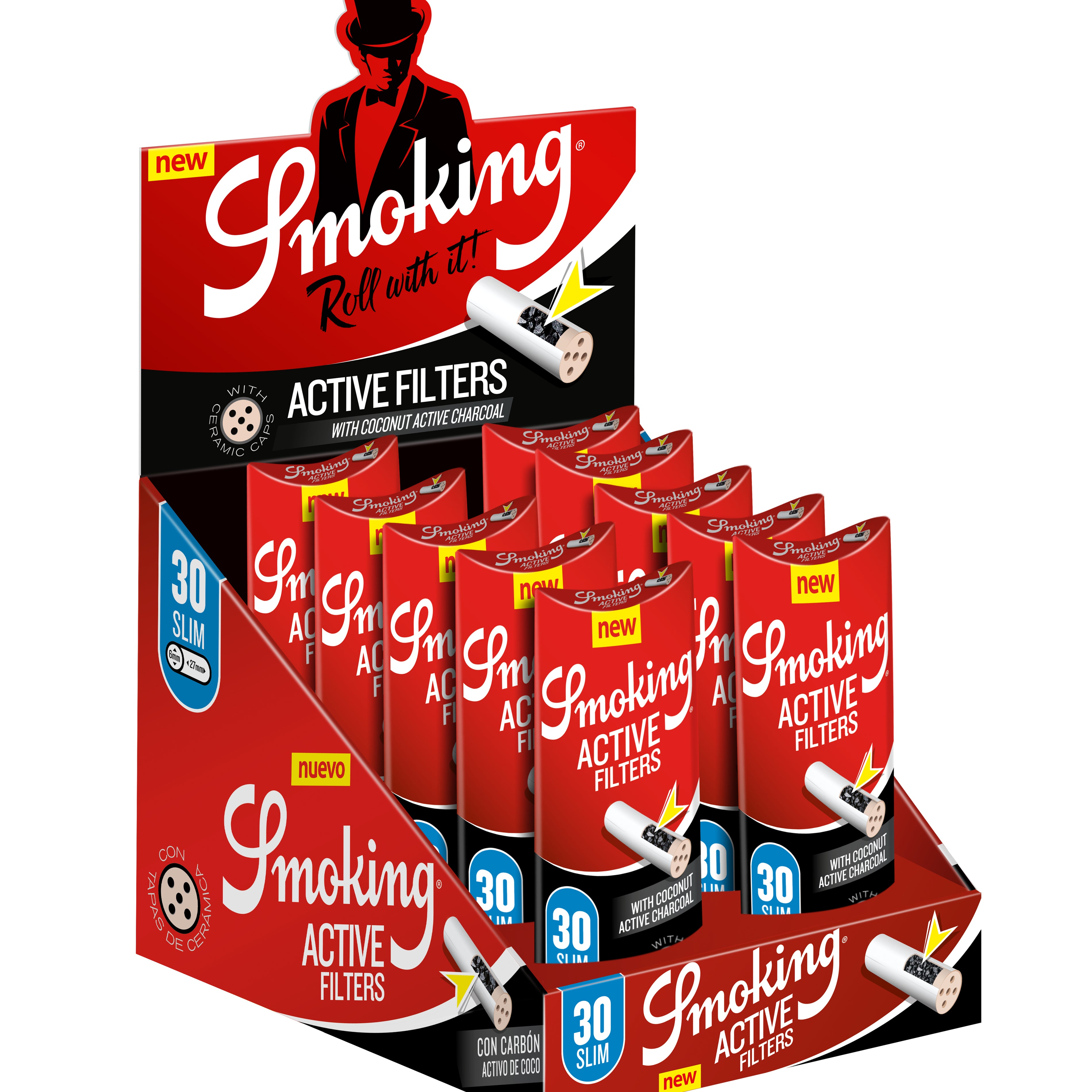 Smoking Activ Slim Filter Aktivkohlefilter 30er Pack 6mm - dein-Onlineheadshop.de