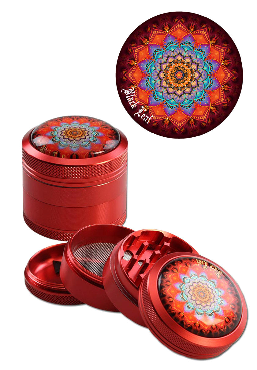 Black Leaf 'Mandala' Alu-Grinder 4-tlg. viele Farben - Ø 50mm - dein-Onlineheadshop.de