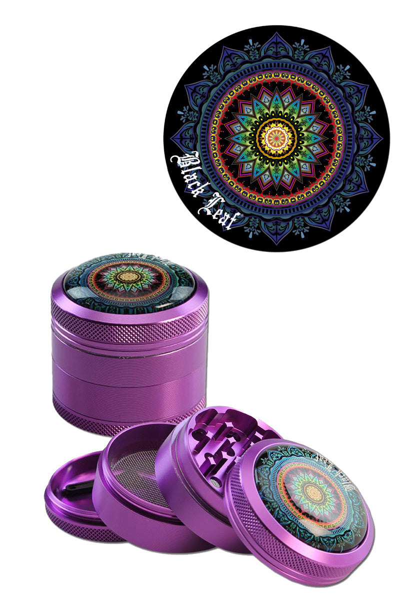 Black Leaf 'Mandala' Alu-Grinder 4-tlg. viele Farben - Ø 50mm - dein-Onlineheadshop.de
