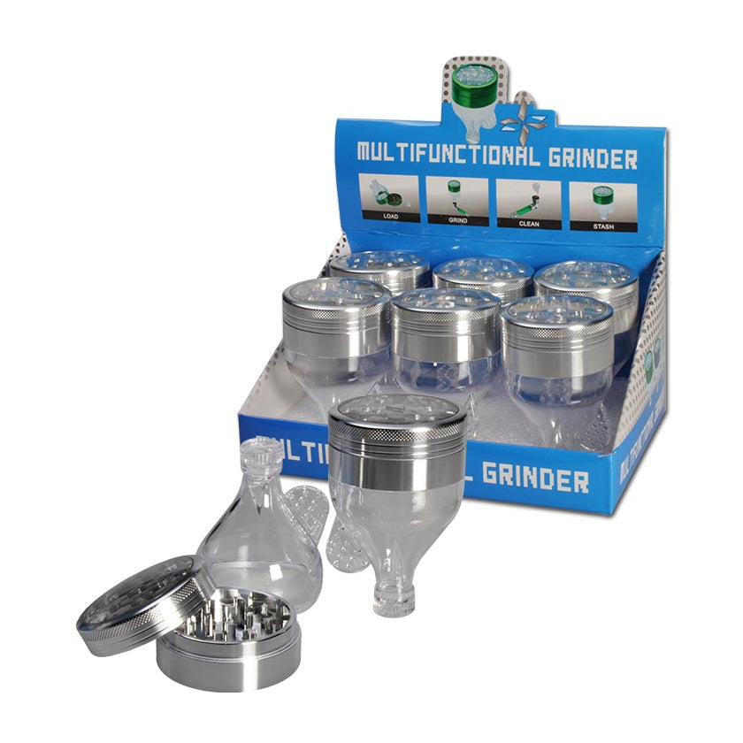 Black Leaf Multifunktionaler Grinder - mit Trichter - silber Ø 56mm - dein-Onlineheadshop.de
