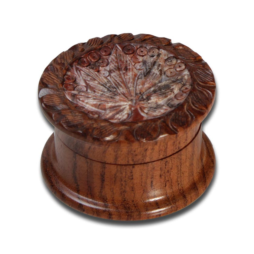 Rosenholz-Mühle "Leaf" 2-tlg. geschnitzt in 3 Desings - dein-Onlineheadshop.de