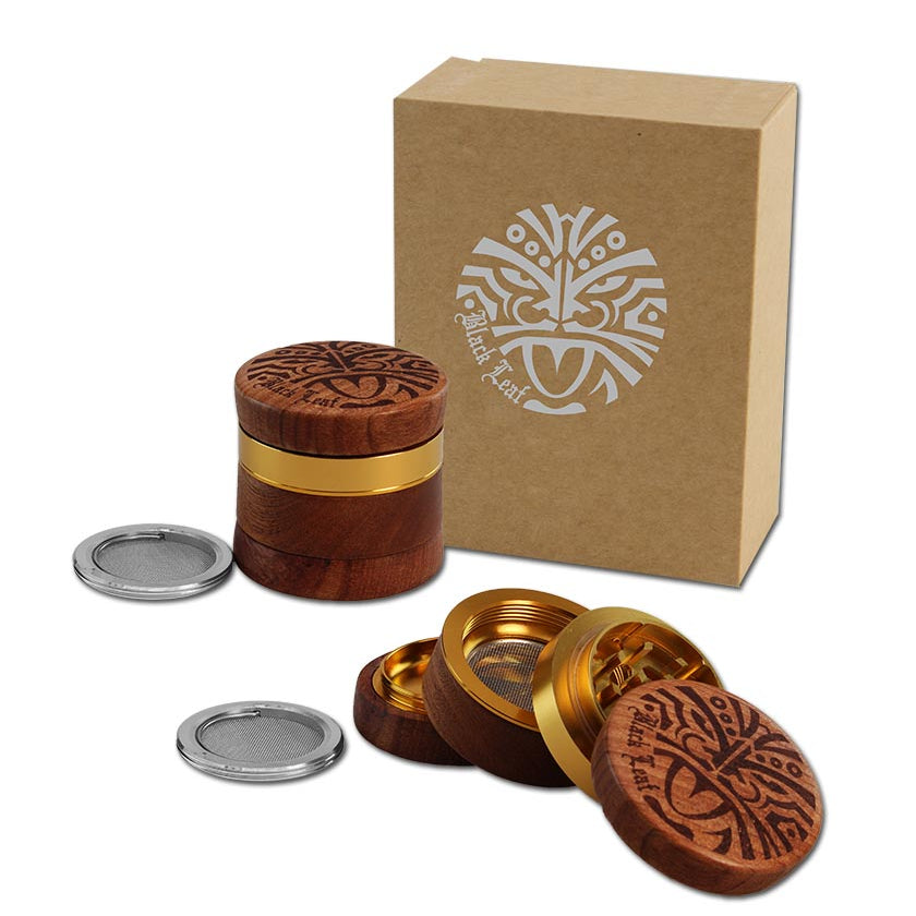 Black Leaf Alu-/ Holzgrinder 4-tlg. viele Designs - Ø 60mm - dein-Onlineheadshop.de