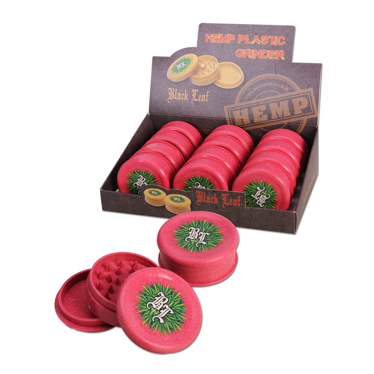 Black Leaf Grinder 3-tlg. biologisch abbaubar - viele  Farben - Ø 60mm - dein-Onlineheadshop.de