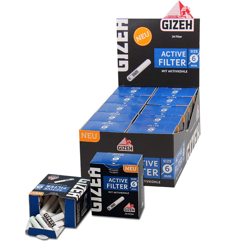 GIZEH Active Filter - Aktivkohlefilter 34er Box - Ø 6mm - dein-Onlineheadshop.de