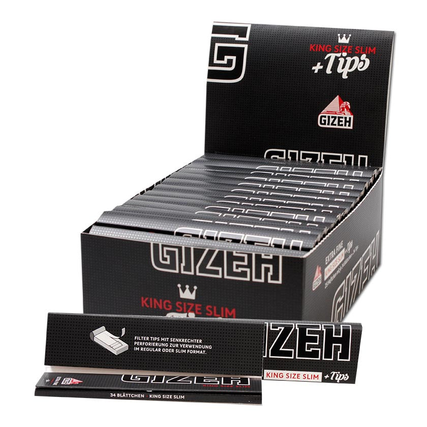 GIZEH Black King Size Slim + Tips & Longpapers - dein-Onlineheadshop.de